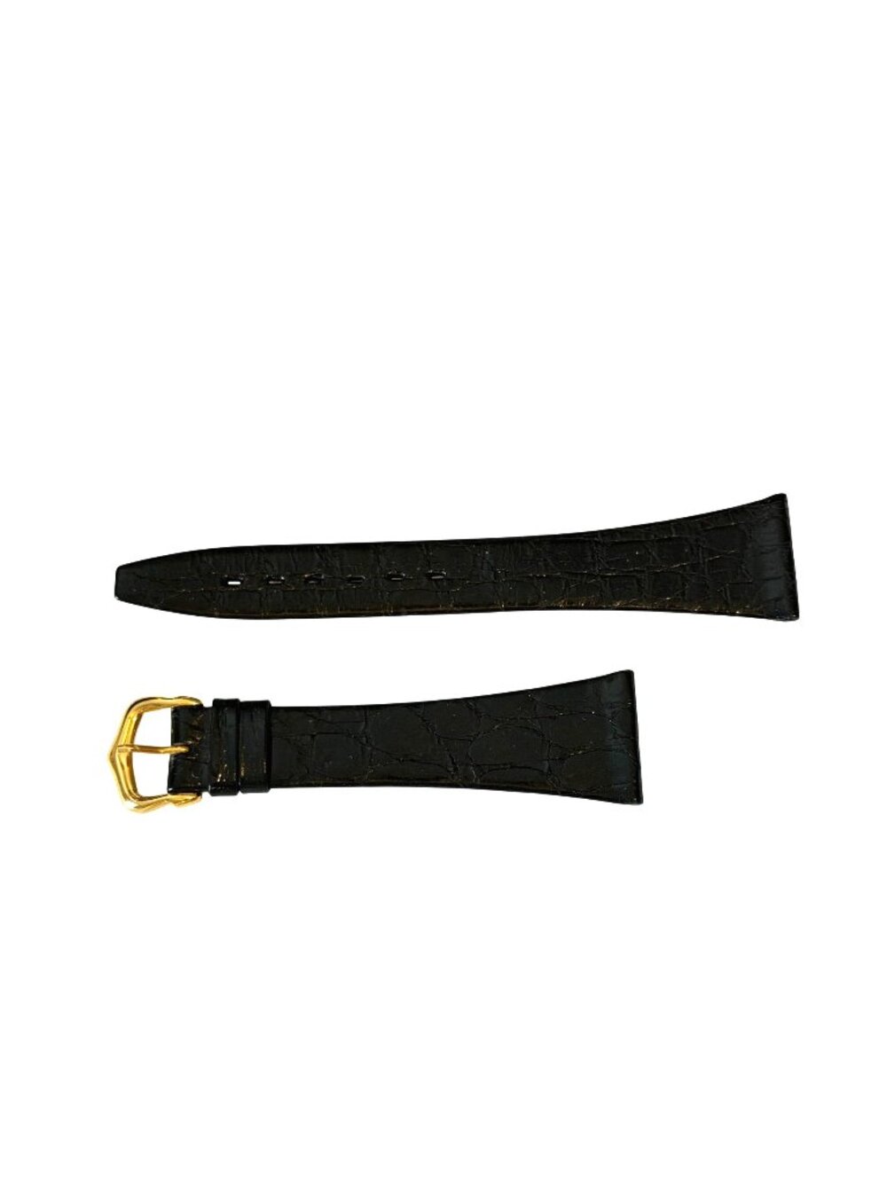 Vintage "D" Genuine Leather Swiss Black Leather Watch Strap Gold 24mm